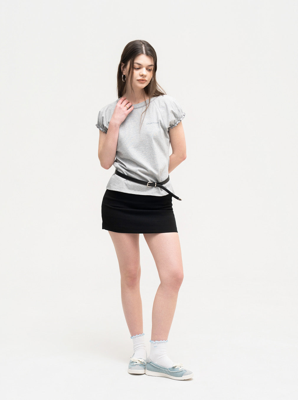 Puff Sleeve Top (H/Grey)