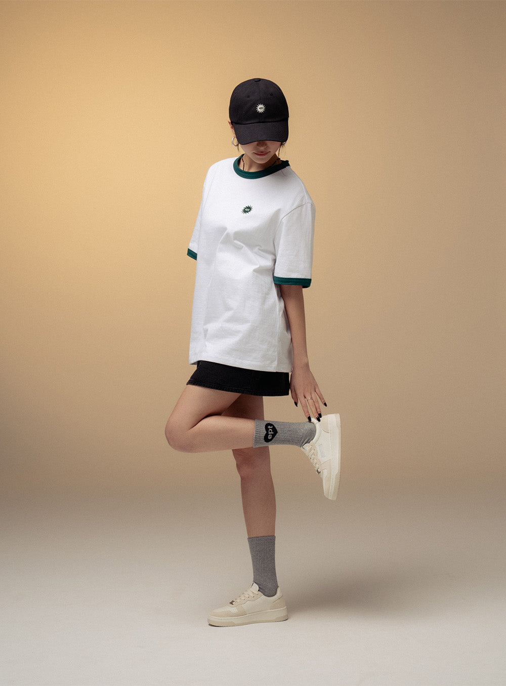 Sun Logo Ringer T-Shirt (White)
