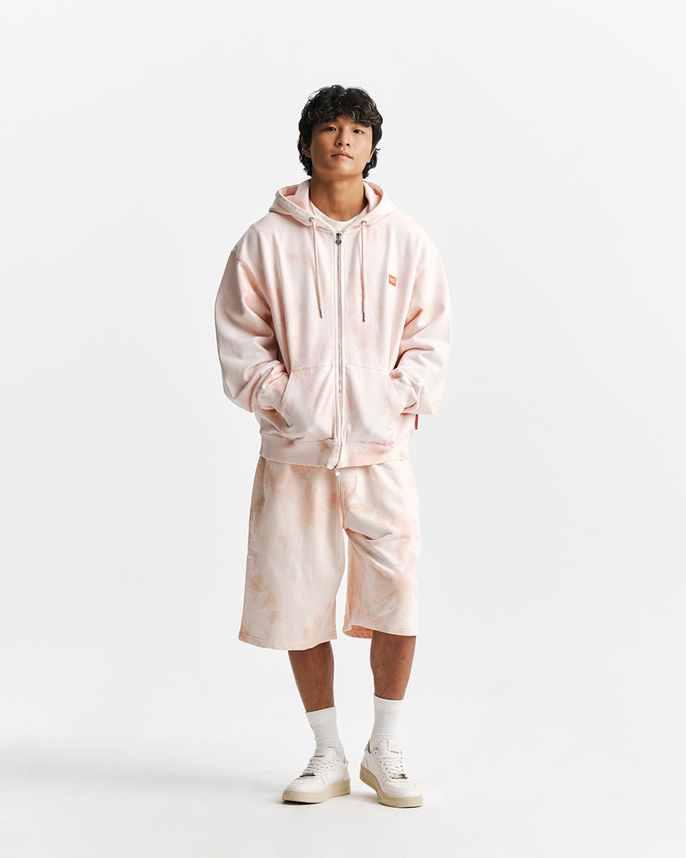 Tie-Dye Box Logo Sweatshort (Coral)