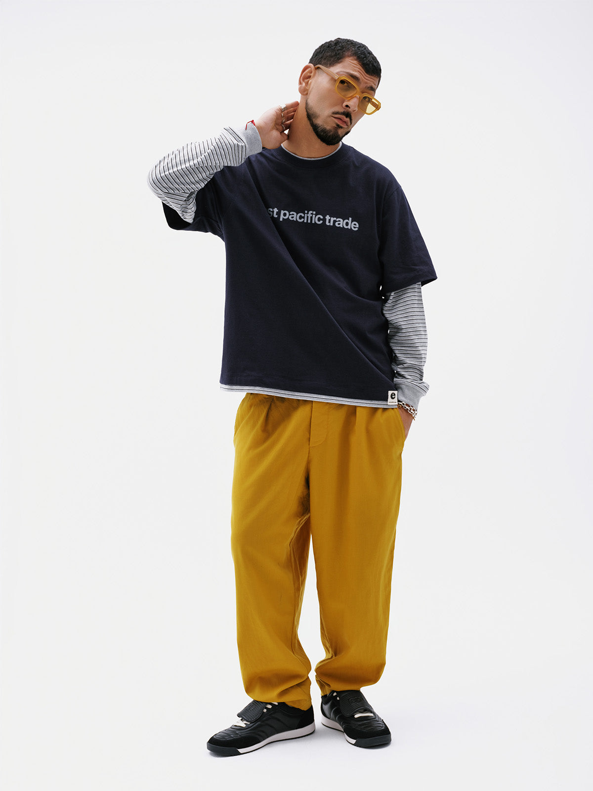 Striped Layerd T-Shirt (Navy)