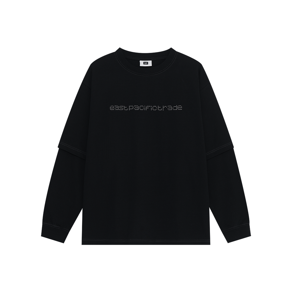 Studded Logo Layered Long Sleeve (Black)