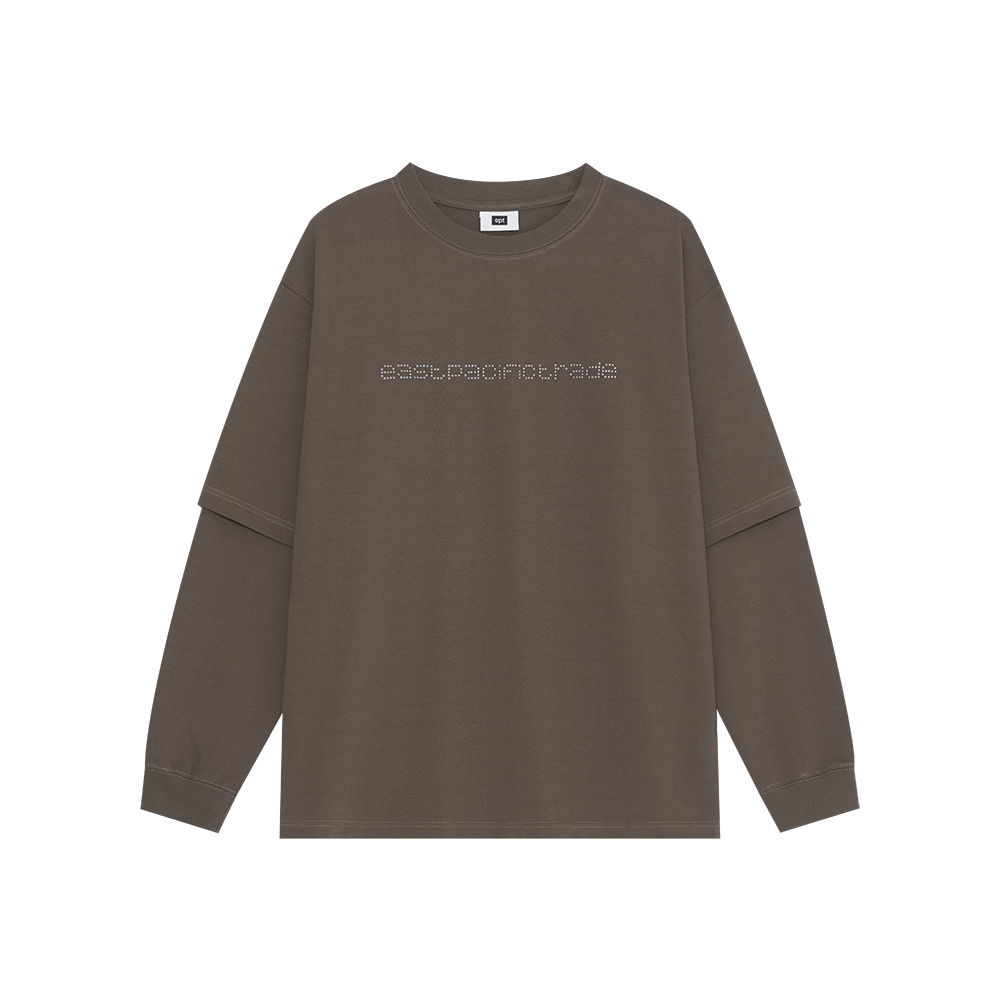 Studded Logo Layered Long Sleeve (Brown)