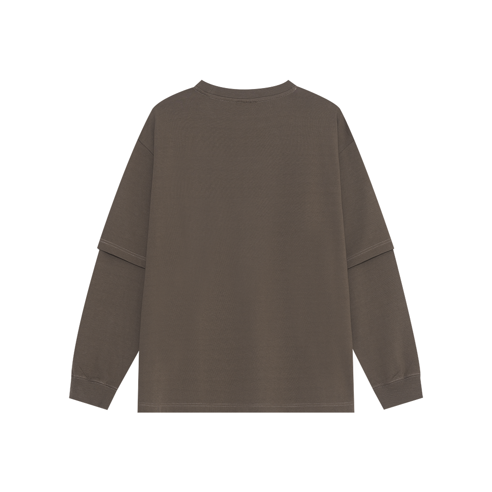 Studded Logo Layered Long Sleeve (Brown)