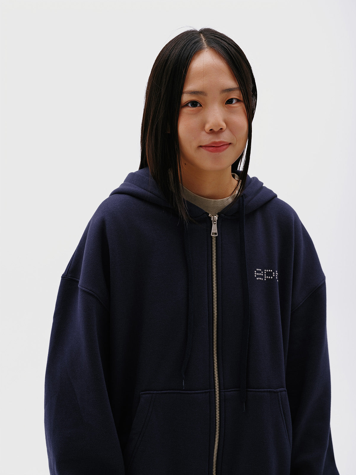 Studded Zip Hoodie (Navy) – EPT