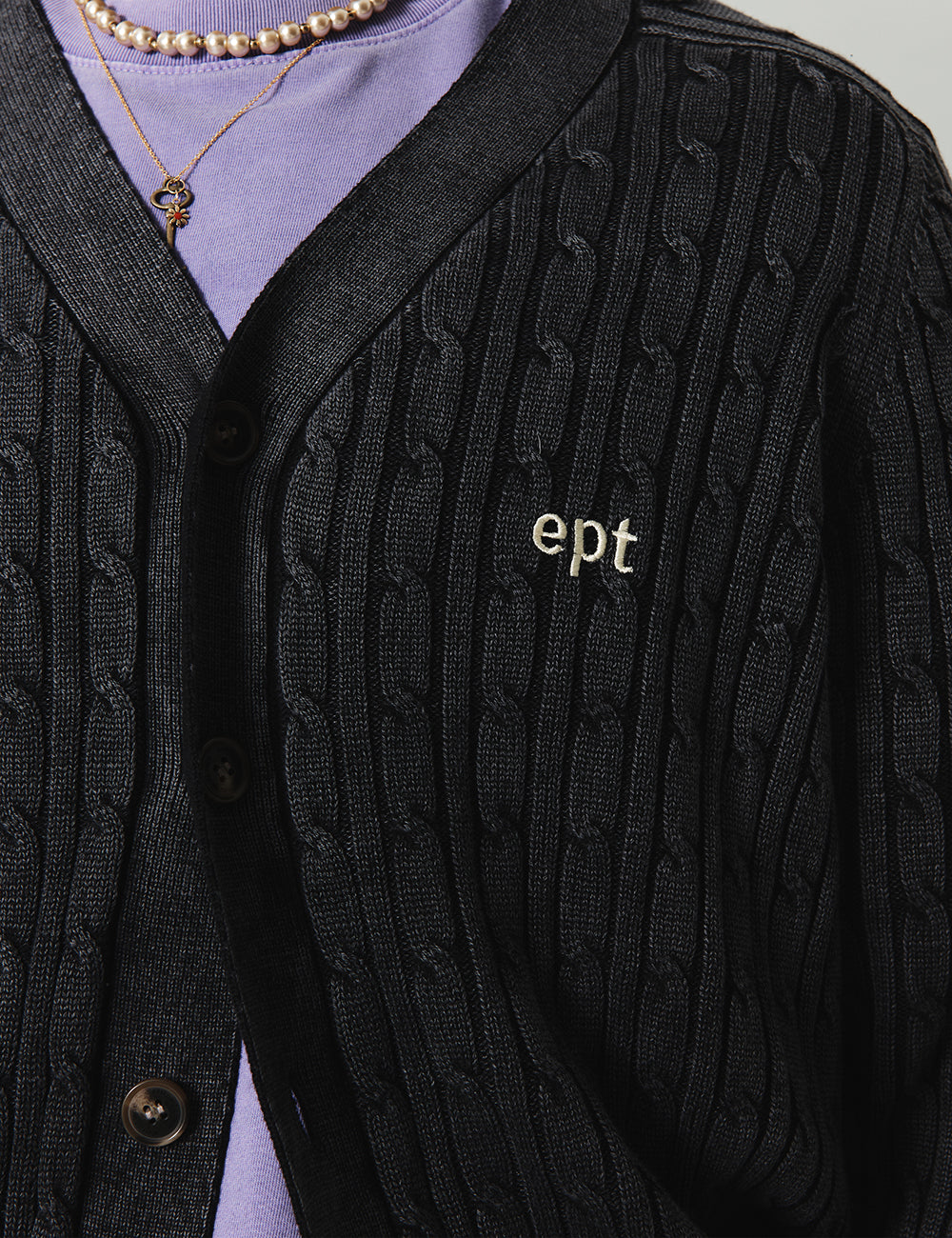 Sand Washing Knit Cardigan (Black)