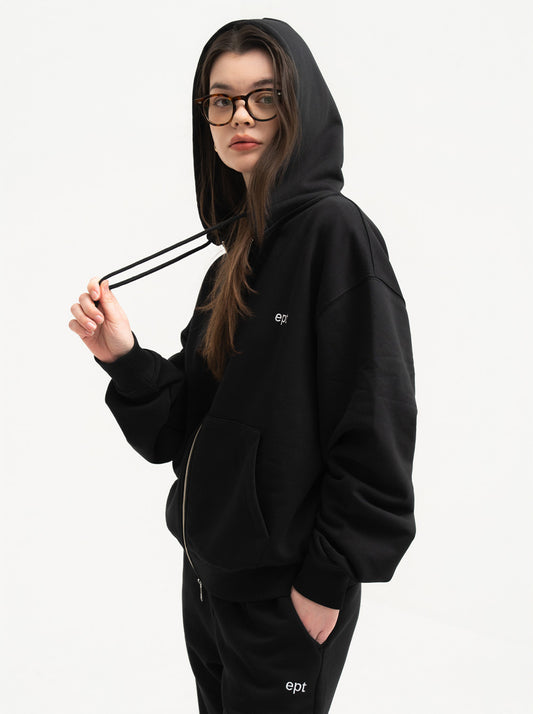 Classic Hood Zip Up (Black)