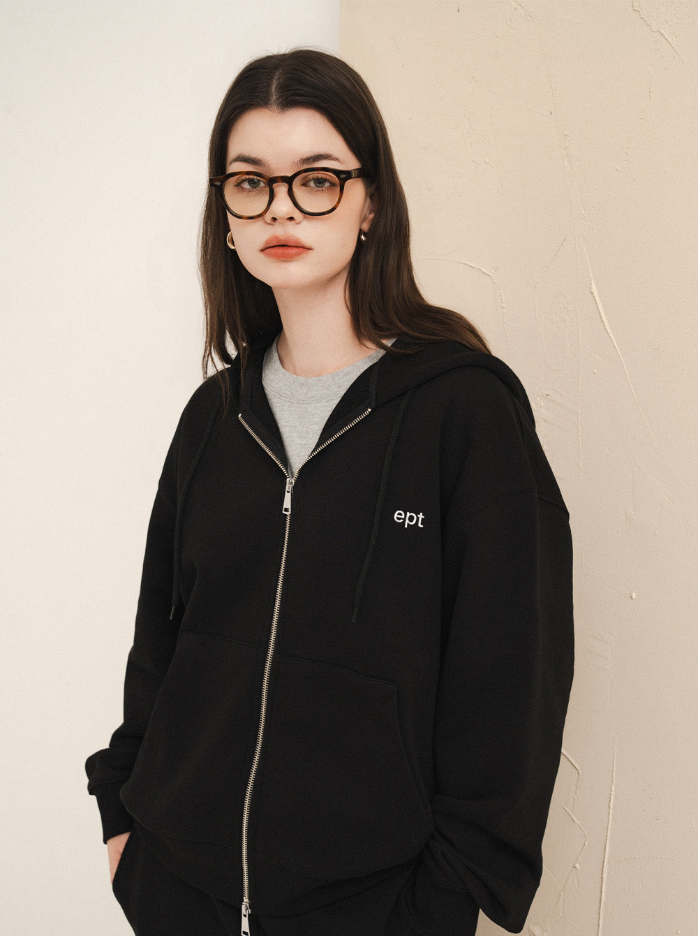 Classic Hood Zip Up (Black)