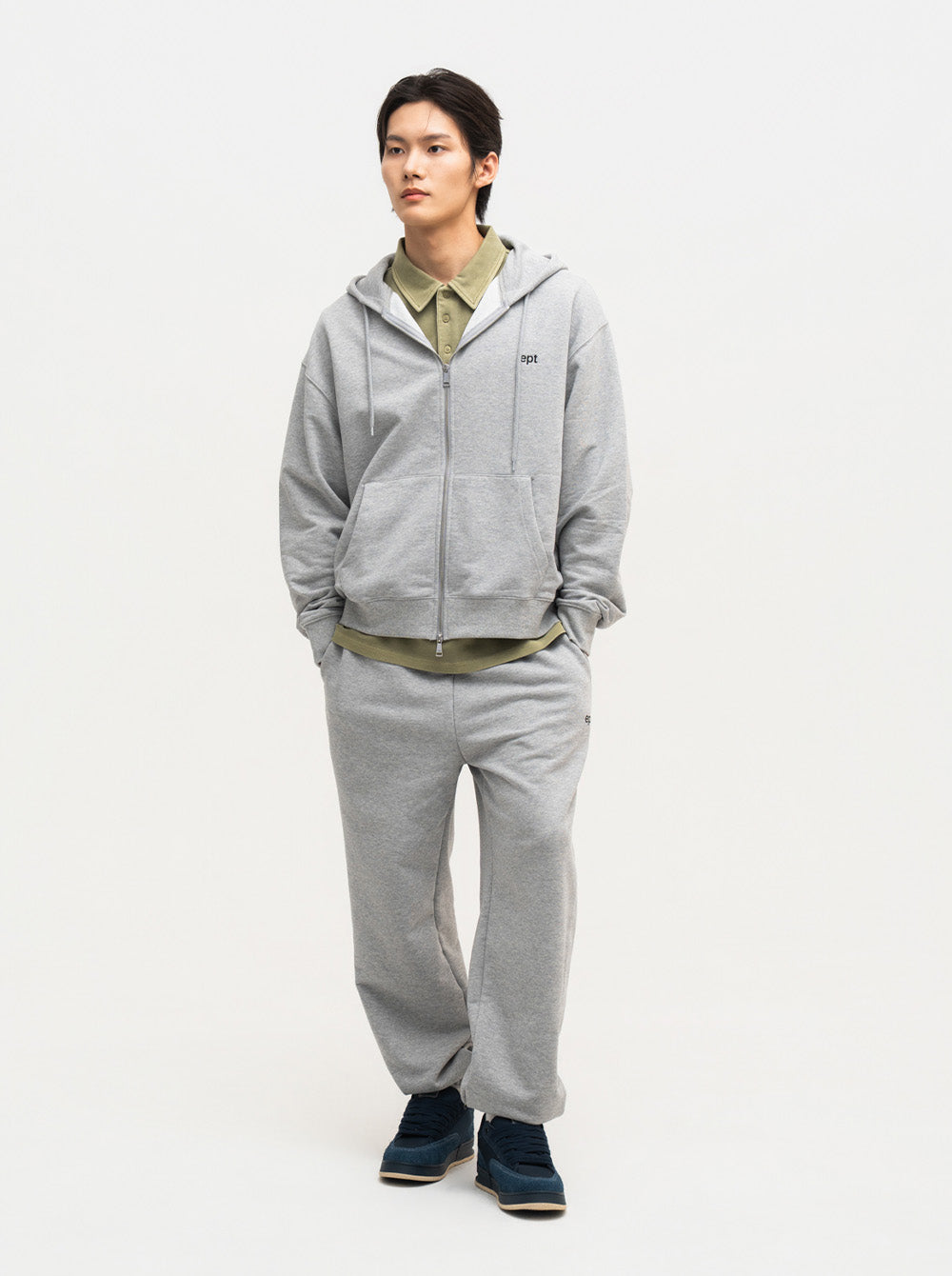 Classic Hood Zip Up (H/Grey)