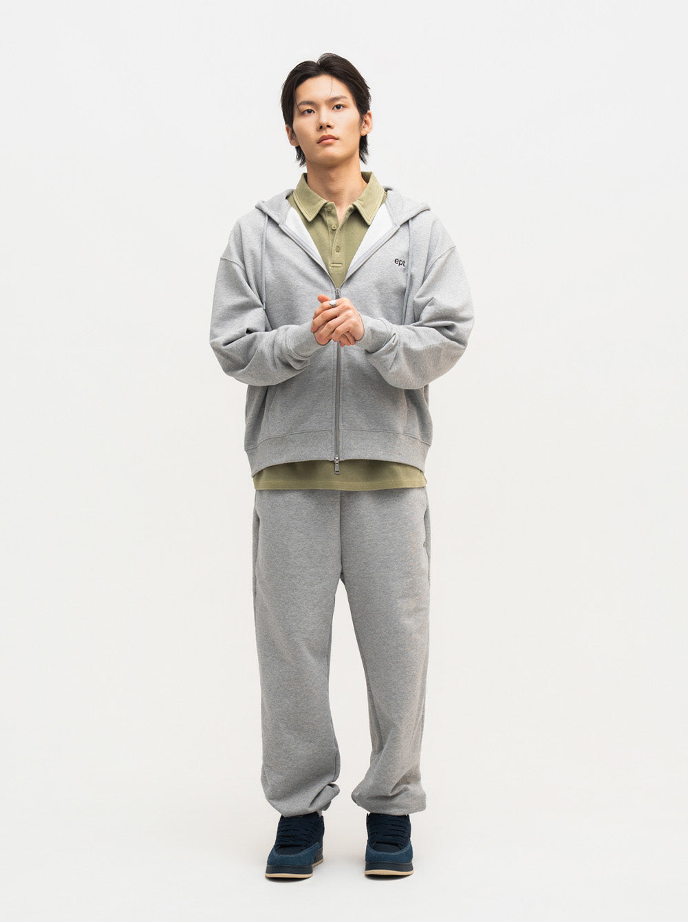 Classic Hood Zip Up (H/Grey)