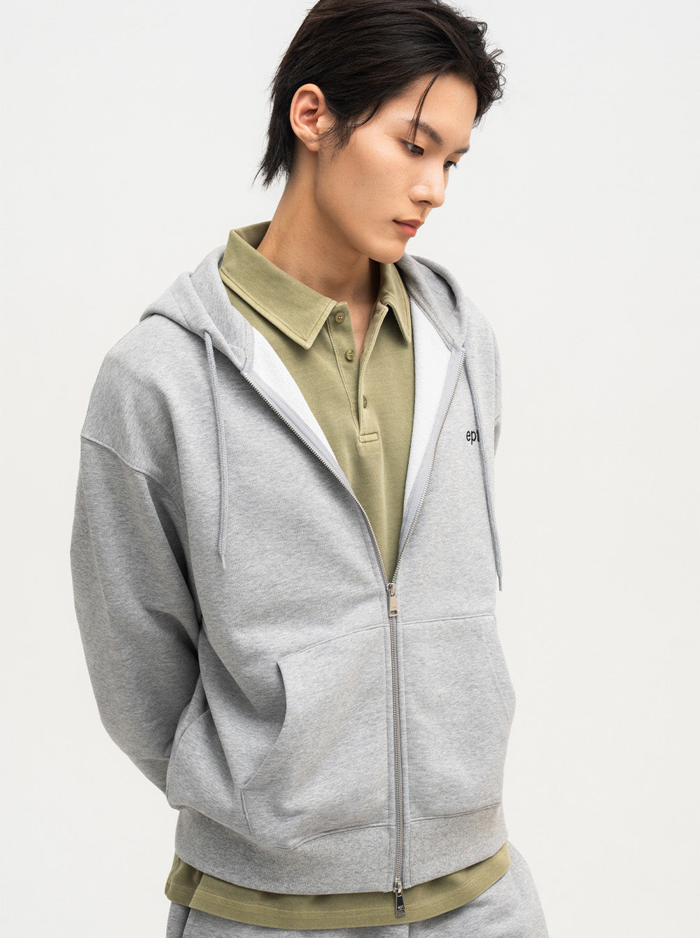 Classic Hood Zip Up (H/Grey)