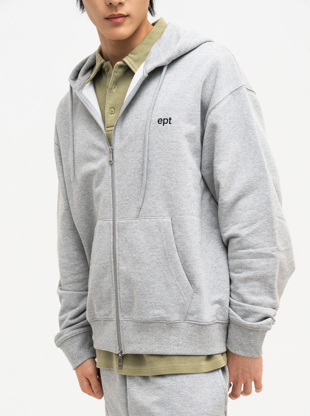 Classic Hood Zip Up (H/Grey)