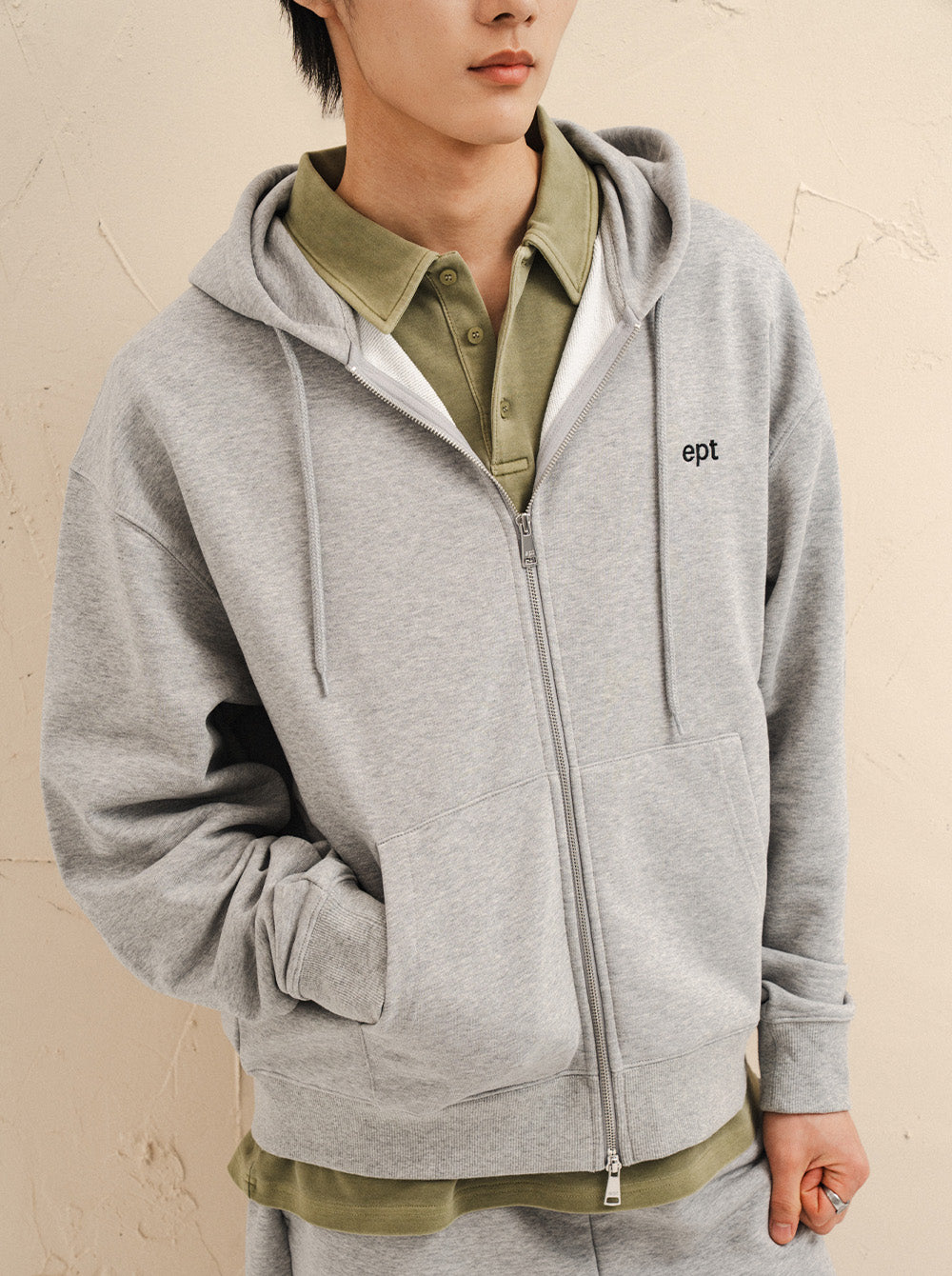Classic Hood Zip Up (H/Grey)
