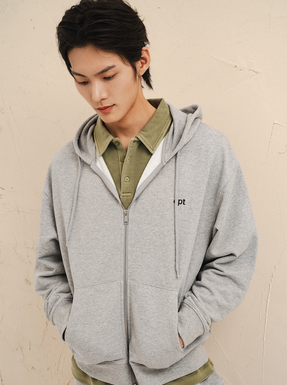 Classic Hood Zip Up (H/Grey)