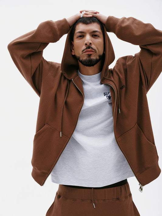 Classic Logo Hoodie Zip up (Brown)