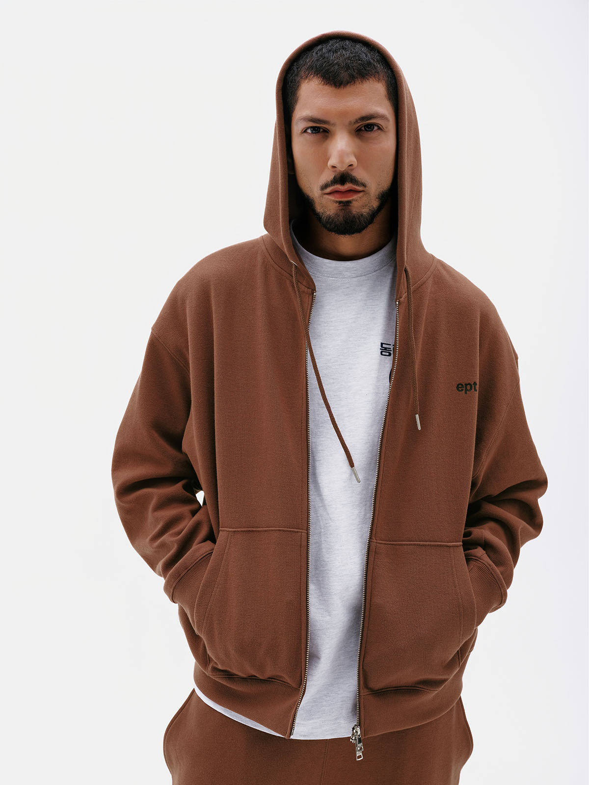 Classic Logo Hoodie Zip up (Brown)
