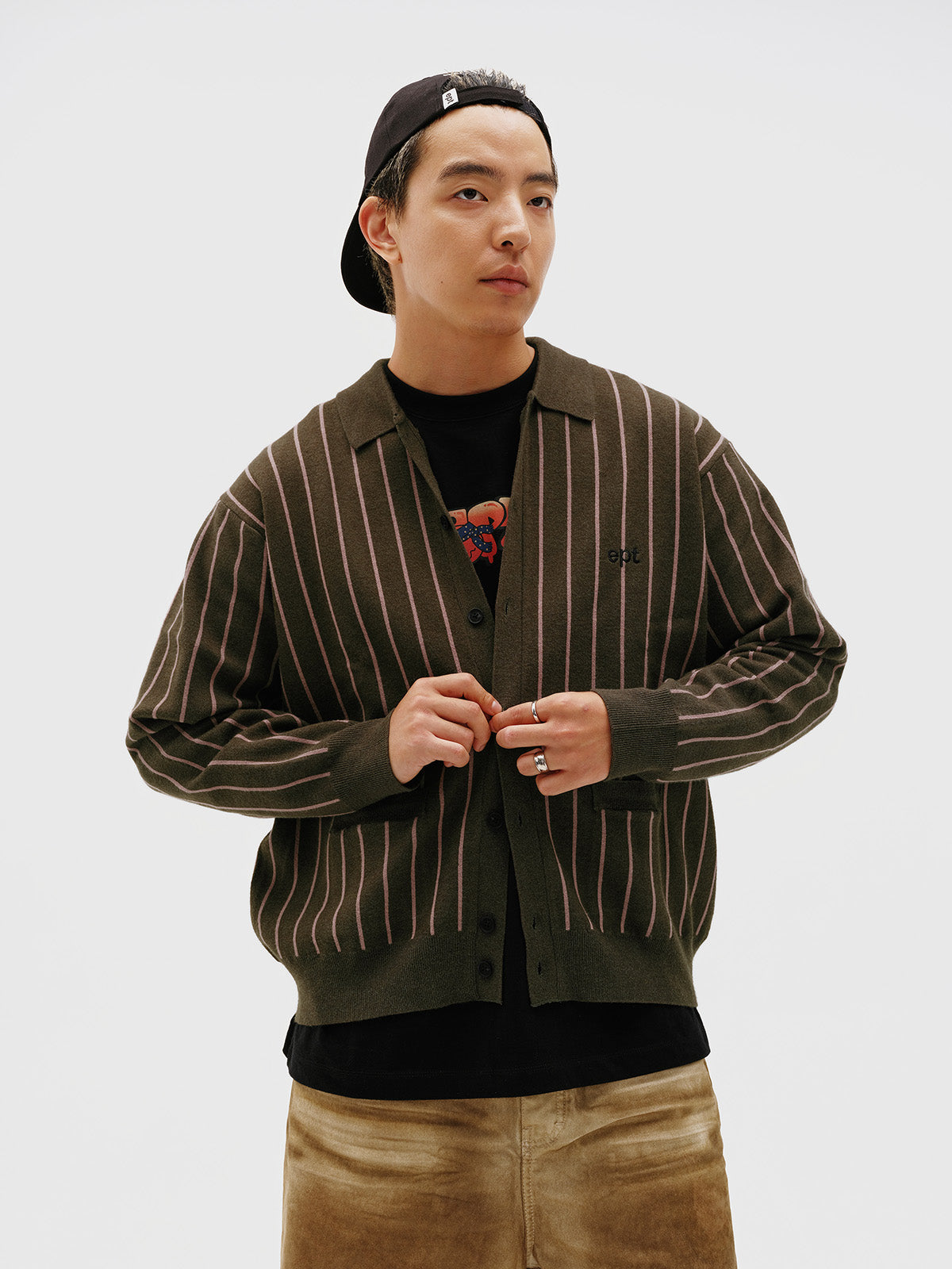 Collar Knit Cardigan (Brown)