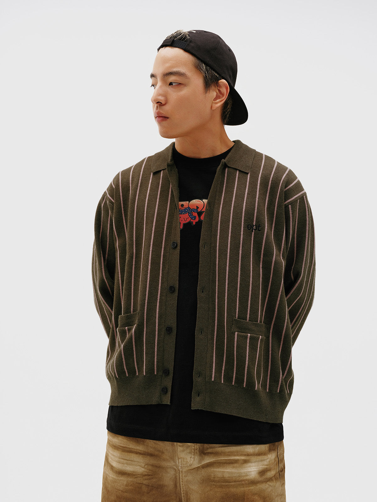 Collar Knit Cardigan (Brown)