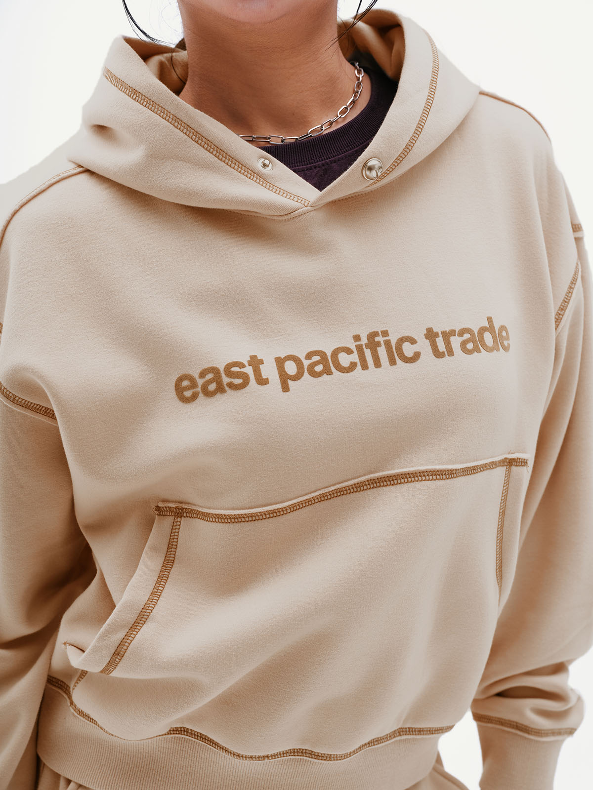 Cover Stitch Hoodie (Beige)