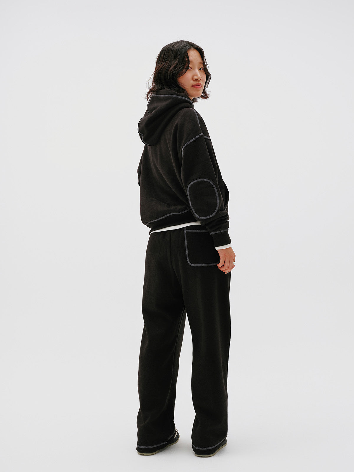 Cover Stitch Sweat Pants (Black)