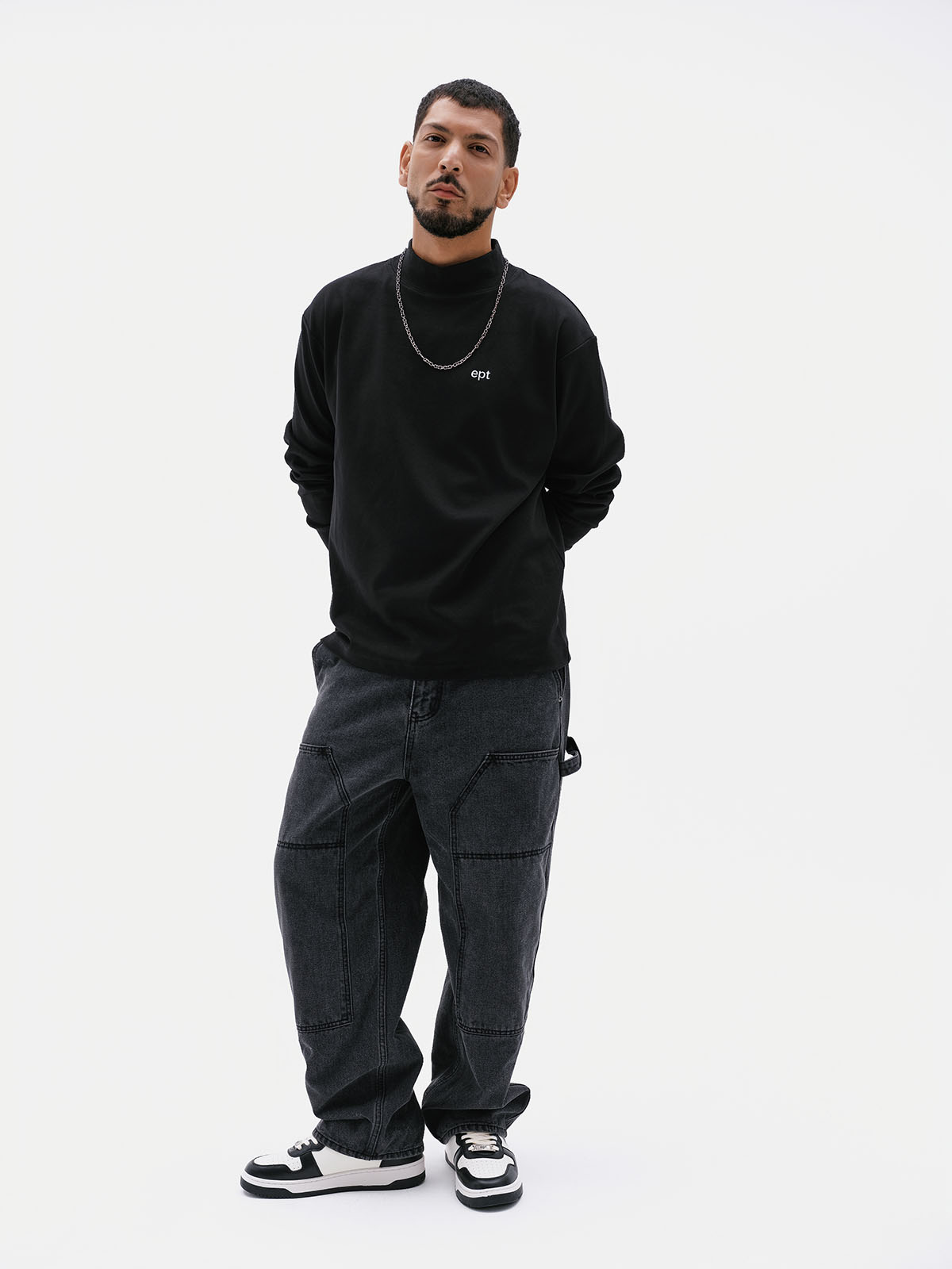 Denim Double Knee Work Pants (Black)