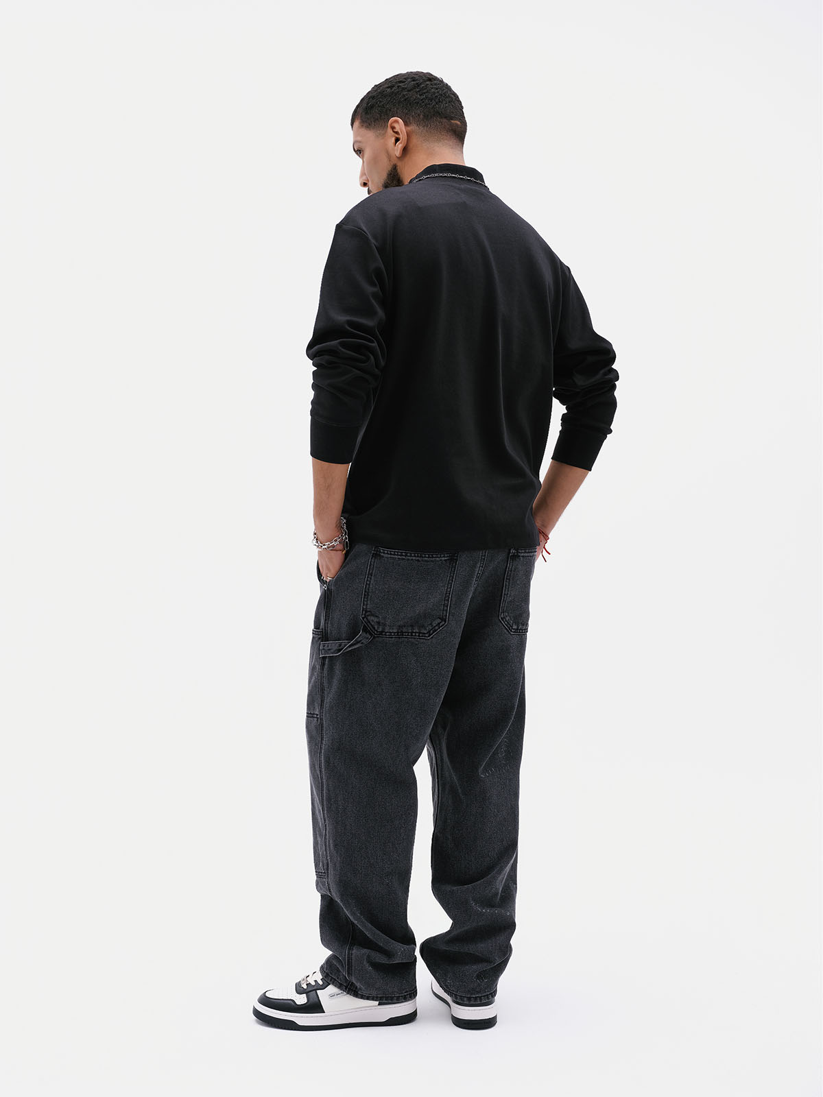 Denim Double Knee Work Pants (Black)