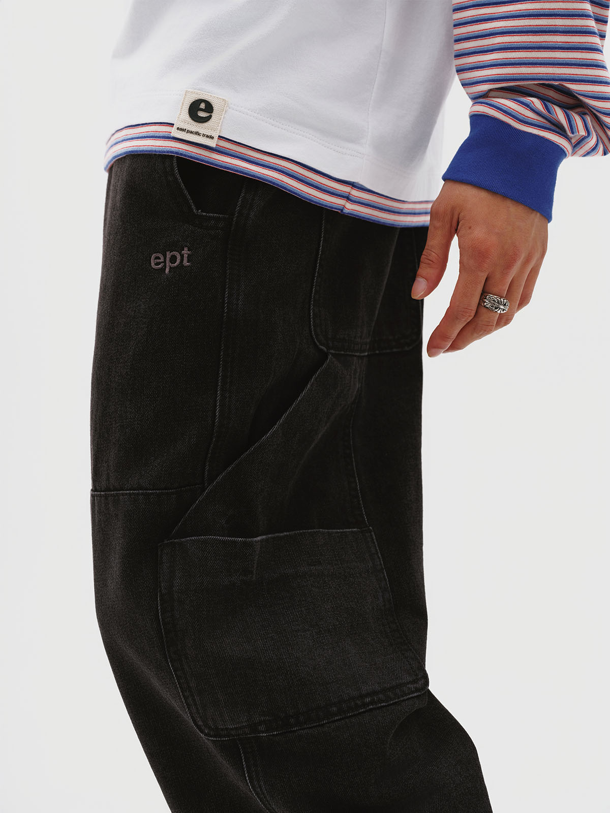 Denim Double Knee Work Pants (Black)
