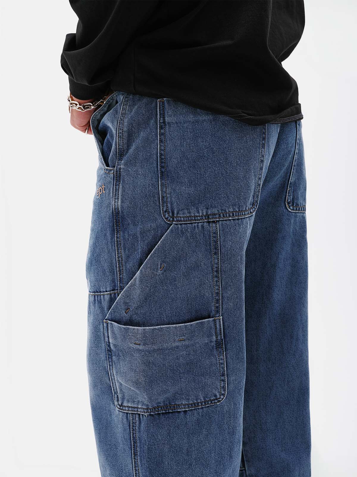 Denim Double Knee Work Pants (Blue)