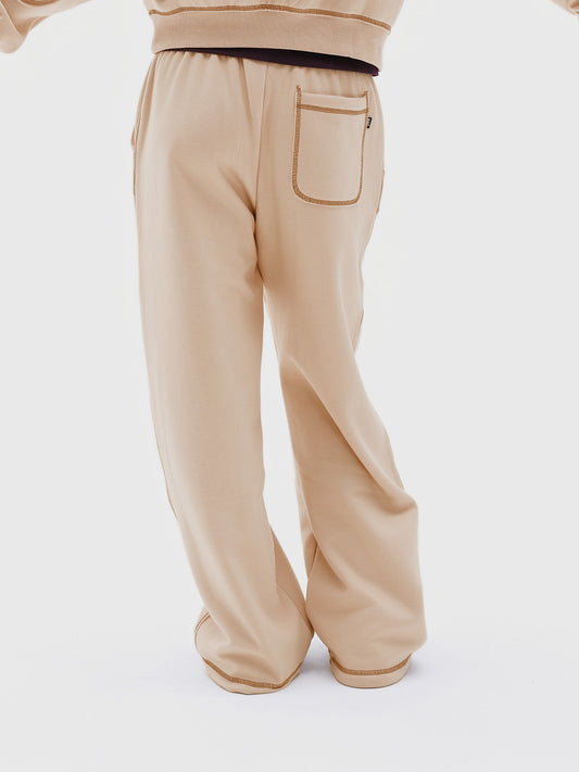 Cover Stitch Sweat Pants (Beige)
