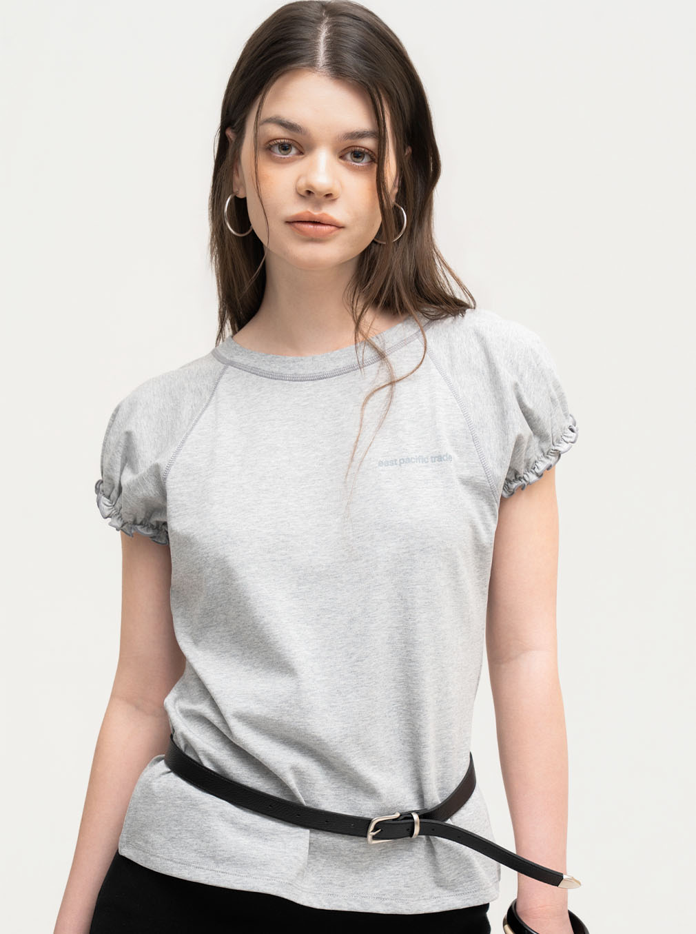 Puff Sleeve Top (H/Grey)