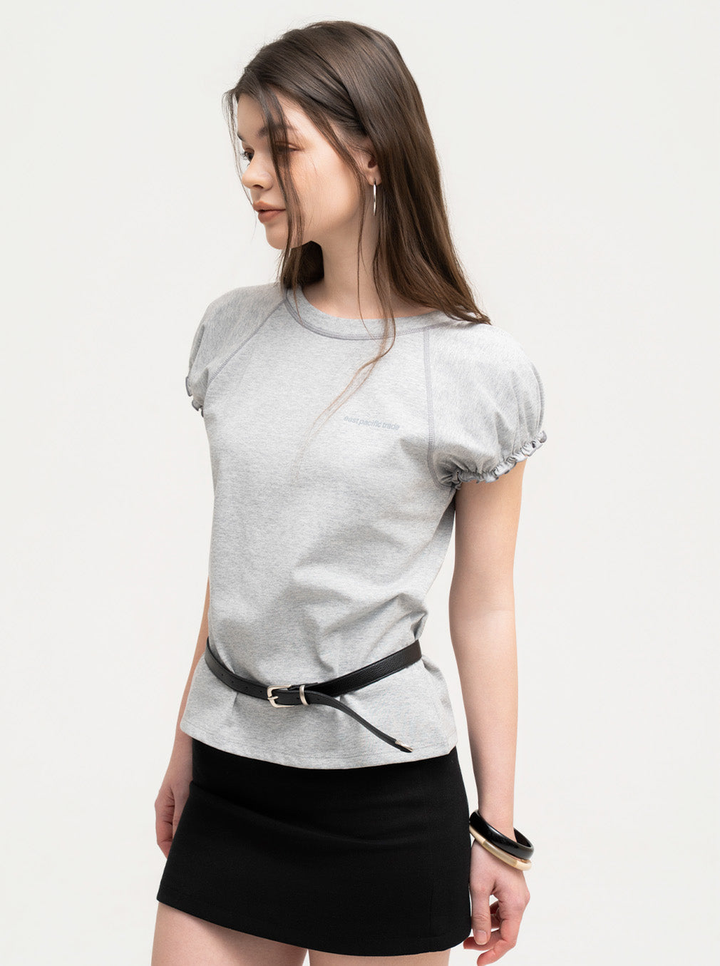 Puff Sleeve Top (H/Grey)