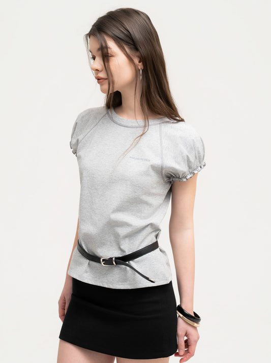 Puff Sleeve Top (H/Grey)