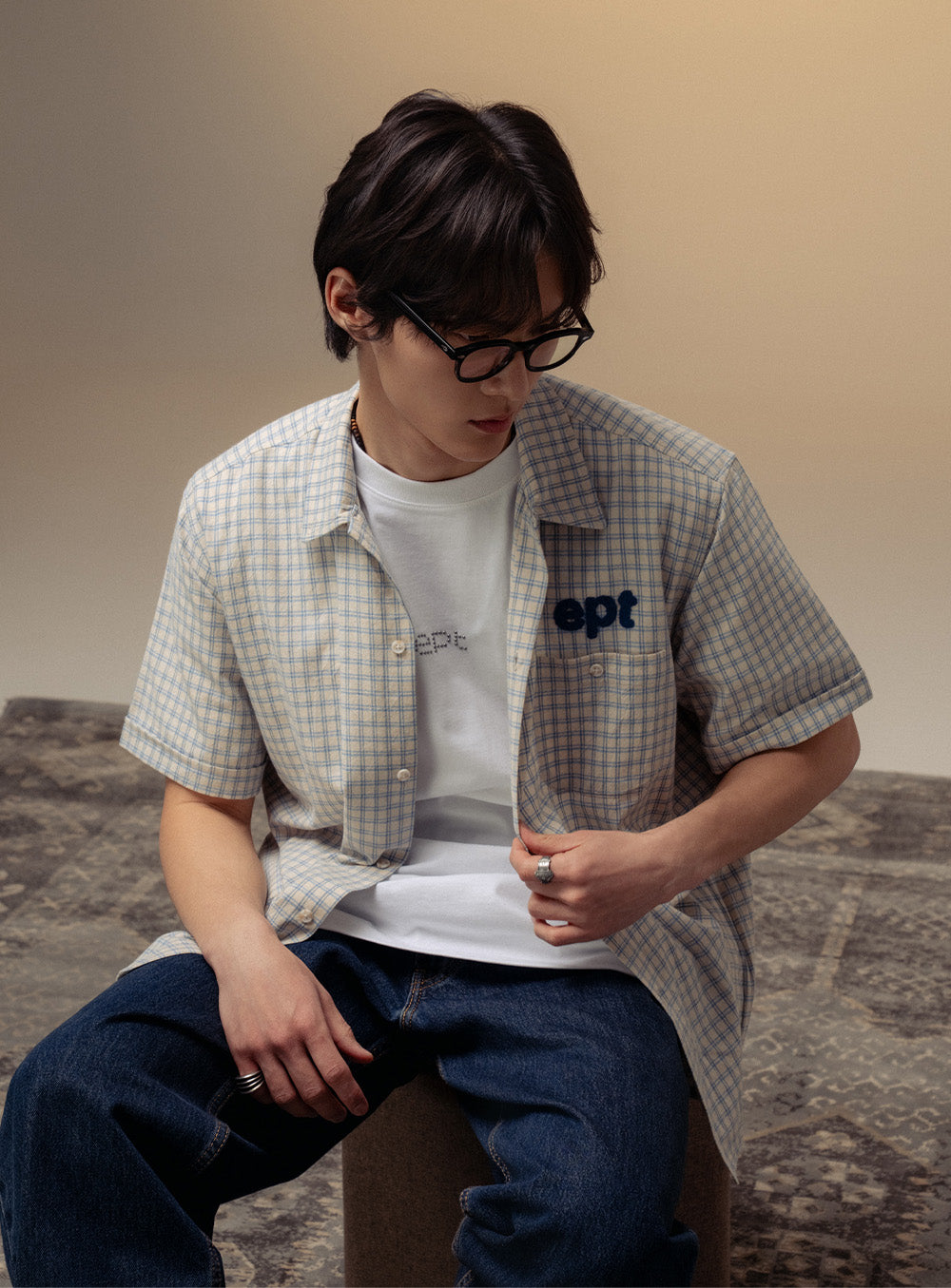 Checked Half Shirt (Blue)