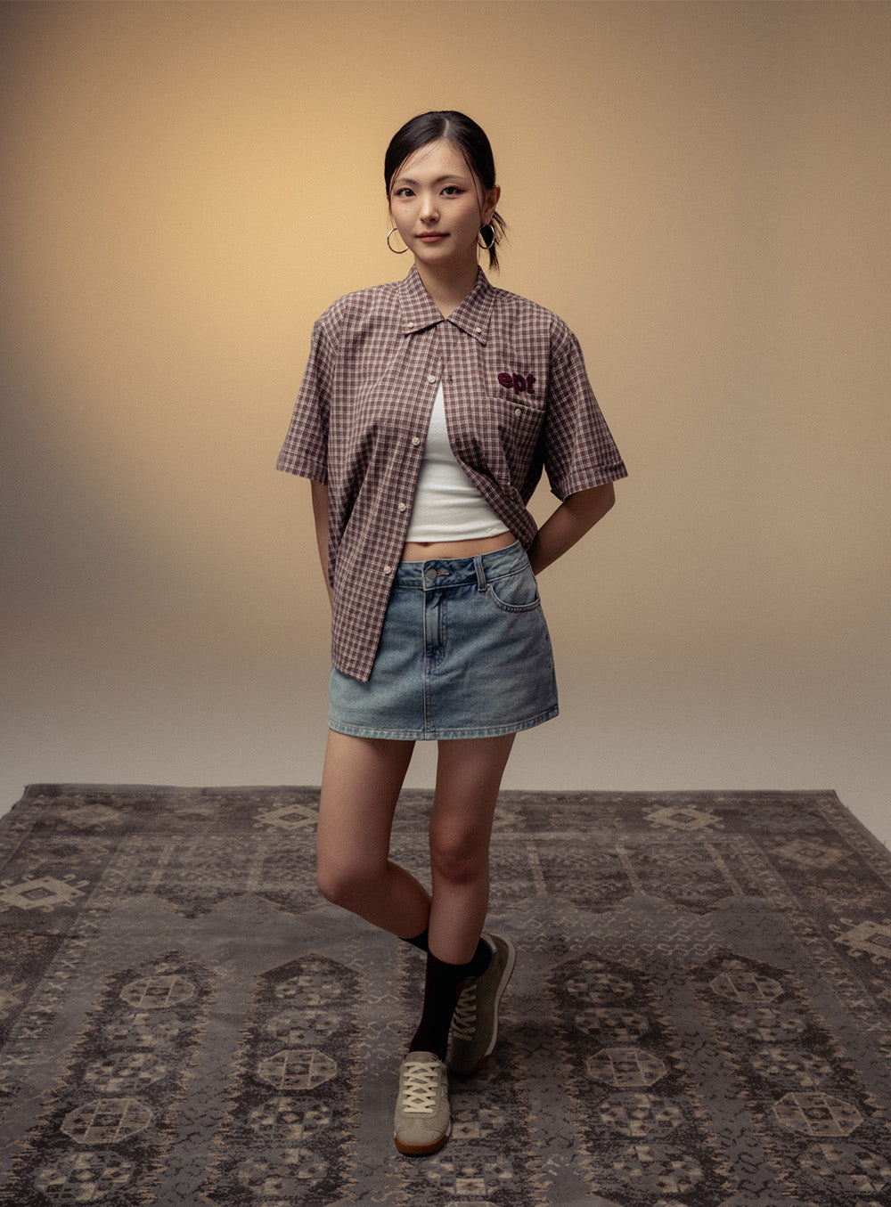 Checked Half Shirt (Brown)