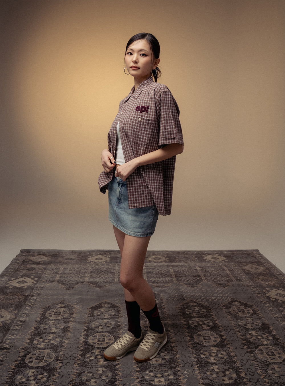 Checked Half Shirt (Brown)