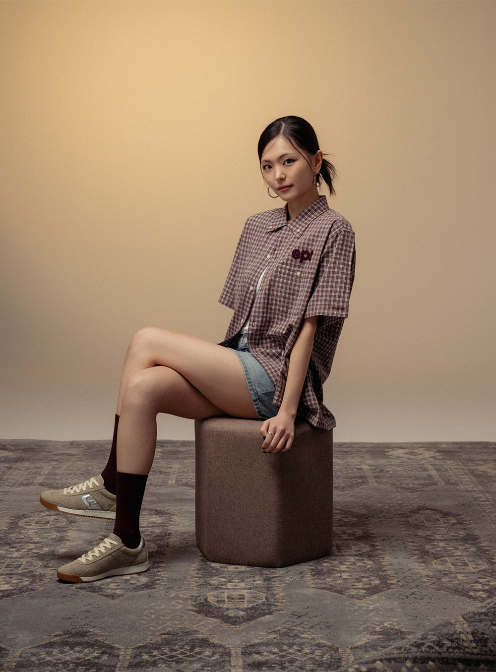 Checked Half Shirt (Brown)