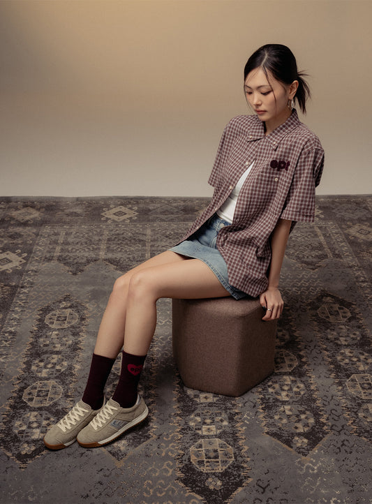 Checked Half Shirt (Brown)