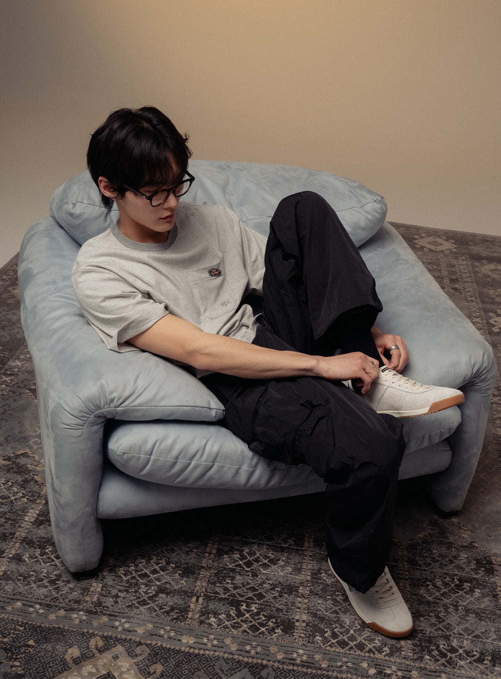 Micro Stripe T-Shirt (H/Grey)