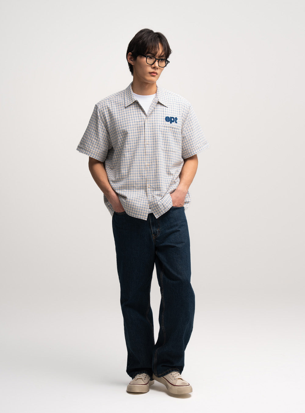Checked Half Shirt (Blue)