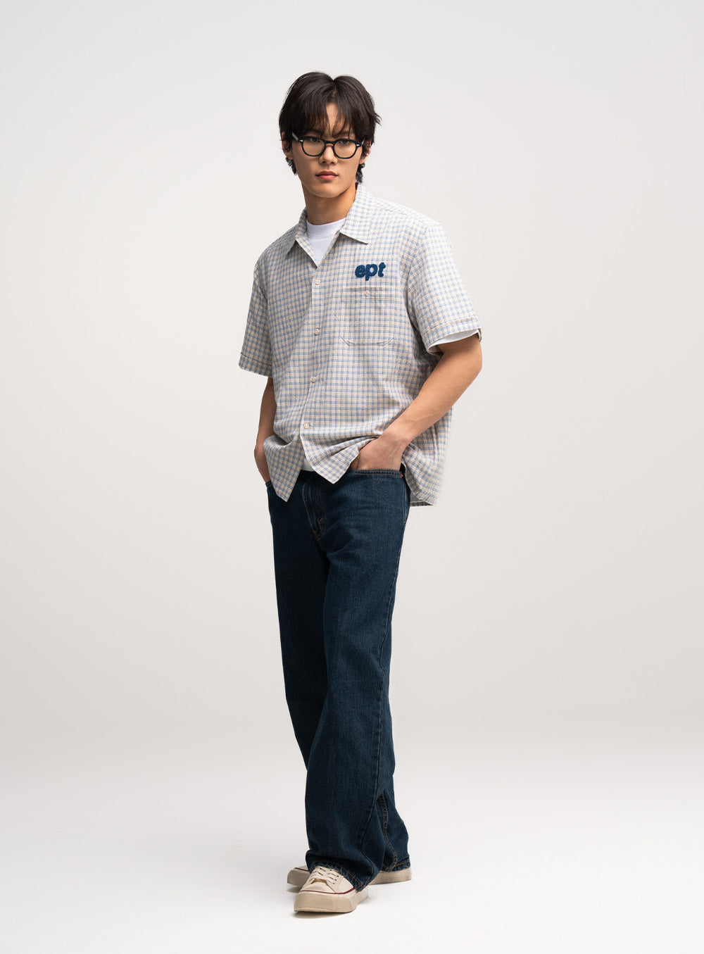 Checked Half Shirt (Blue)