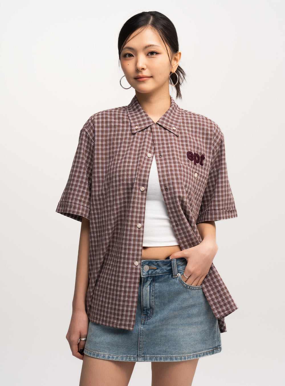 Checked Half Shirt (Brown)