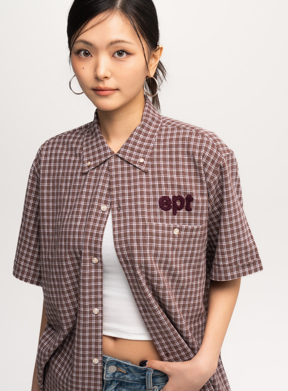 Checked Half Shirt (Brown)