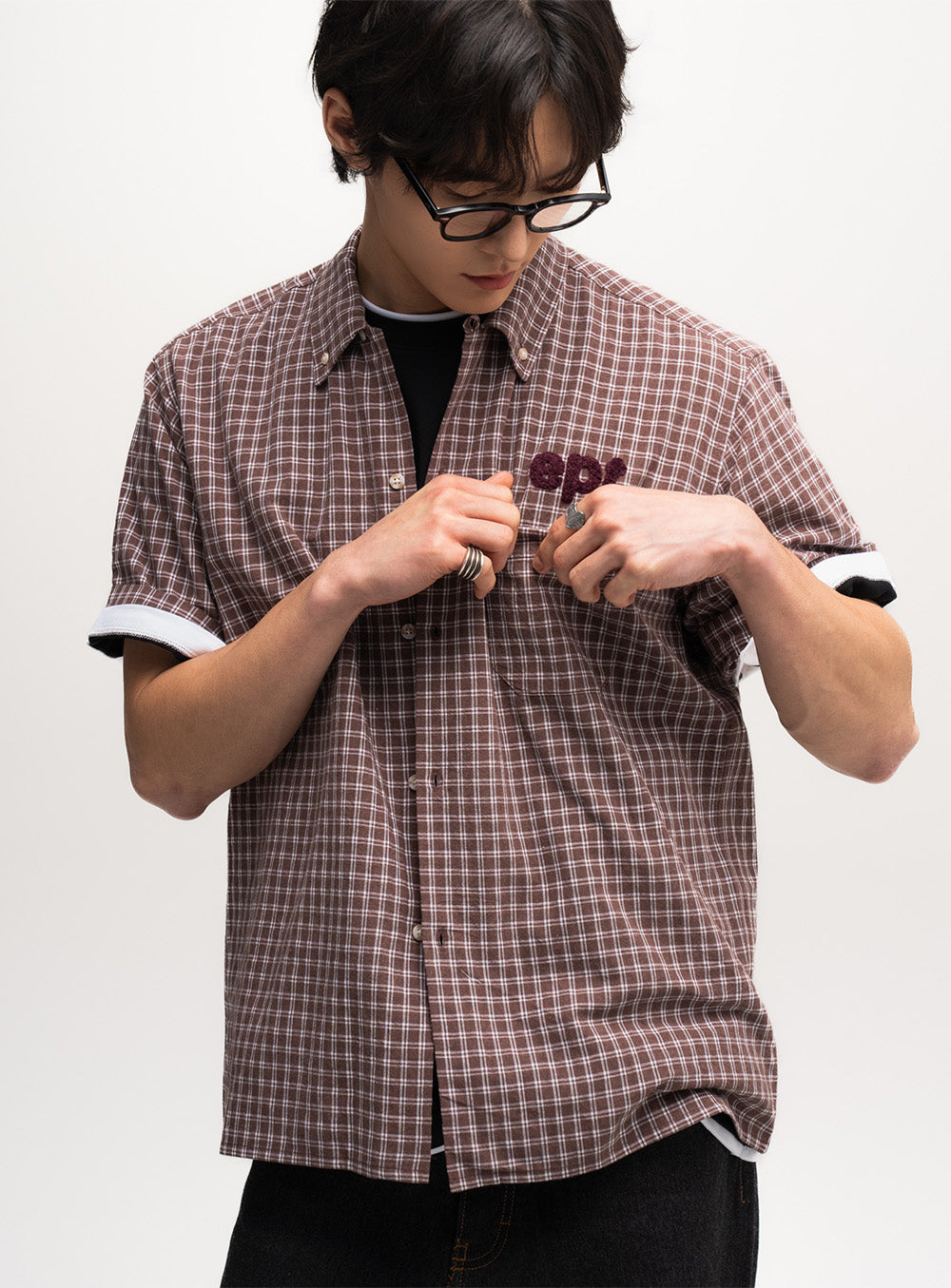 Checked Half Shirt (Brown)