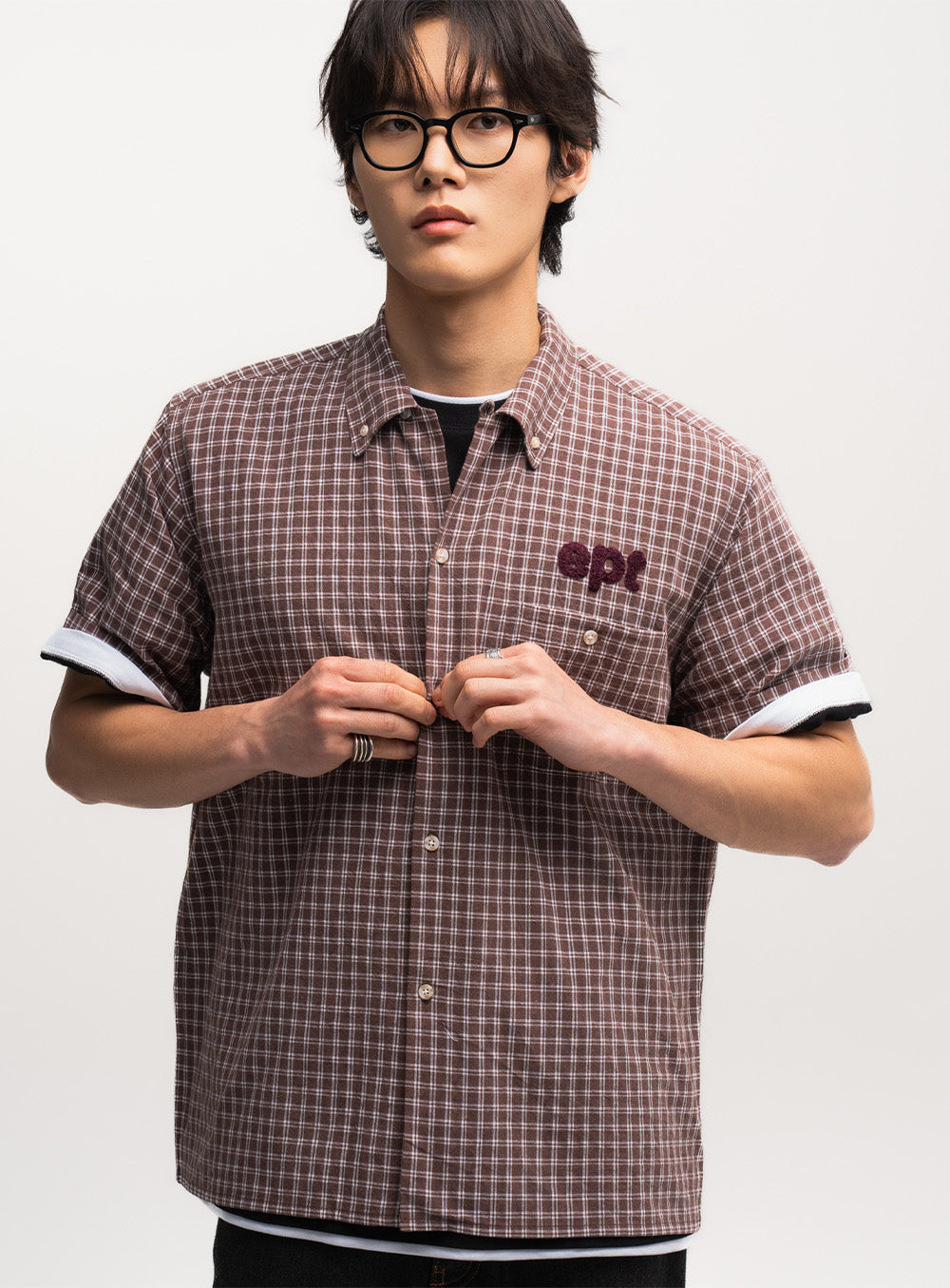Checked Half Shirt (Brown)