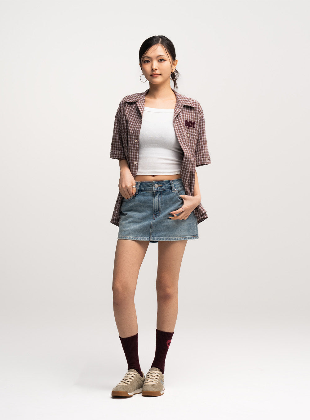 Checked Half Shirt (Brown)