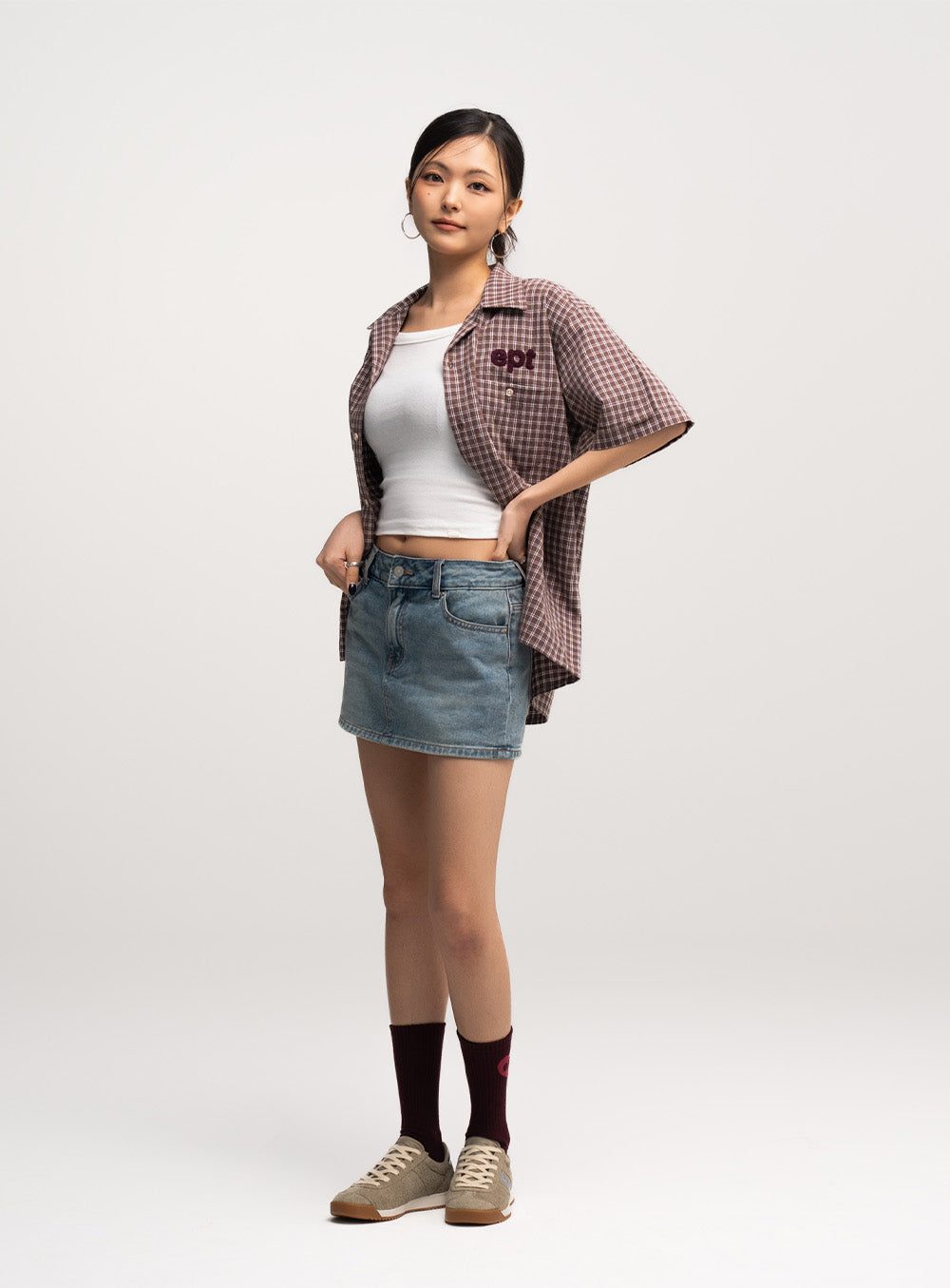 Checked Half Shirt (Brown)