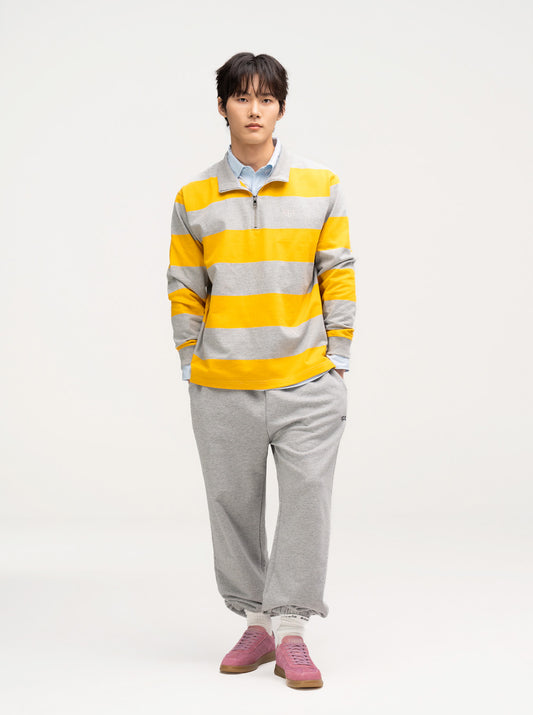 Striped Rugby Half Zip Up (Yellow)