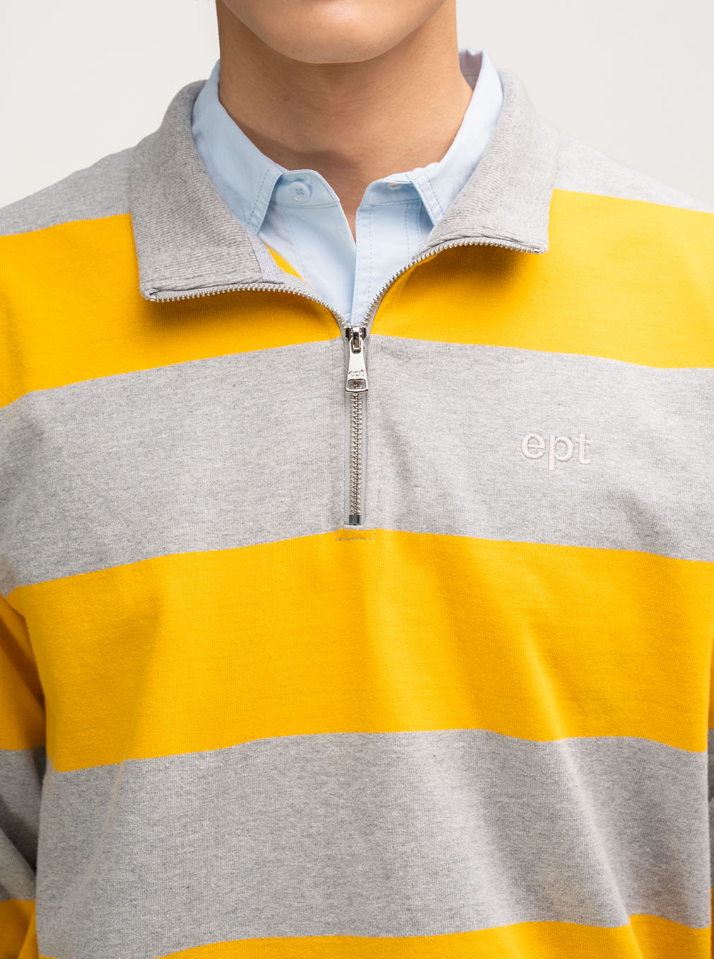 Striped Rugby Half Zip Up (Yellow)