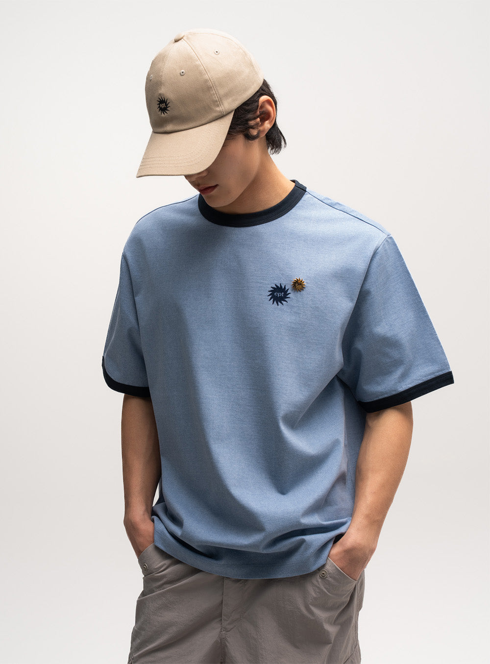 Sun Logo Ringer T-Shirt (H/Blue)