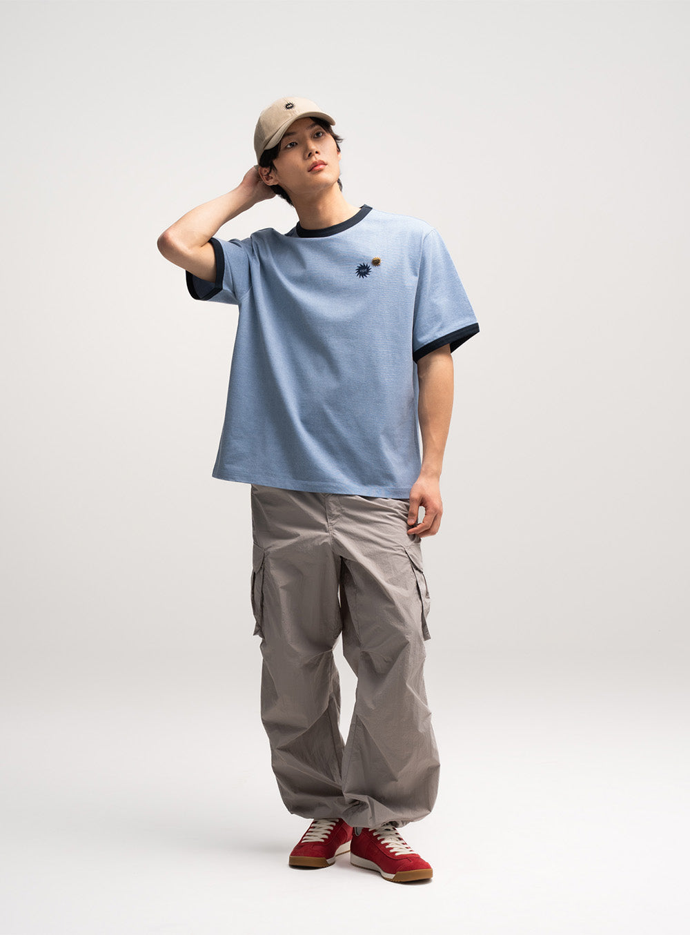 Sun Logo Ringer T-Shirt (H/Blue)