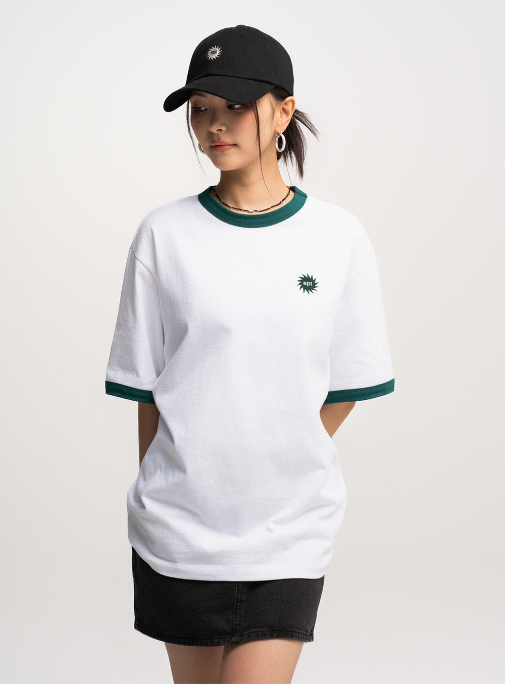 Sun Logo Ringer T-Shirt (White)